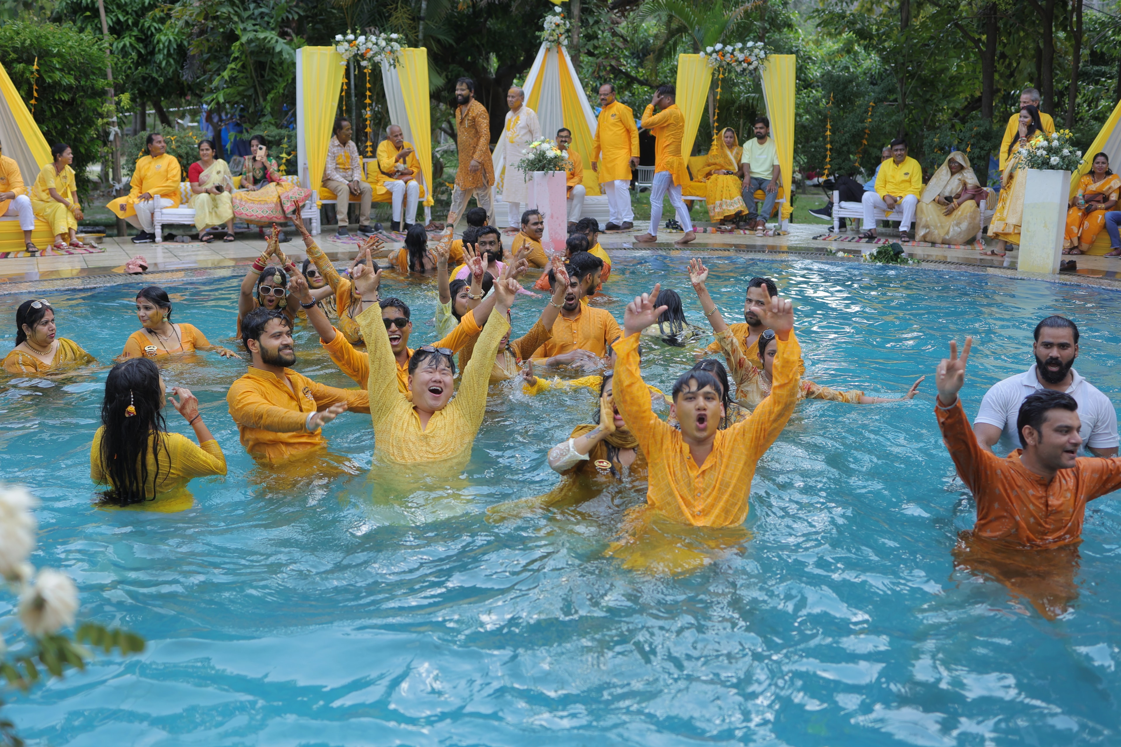 Haldi pool celebration at Jim Corbett with 200 guests